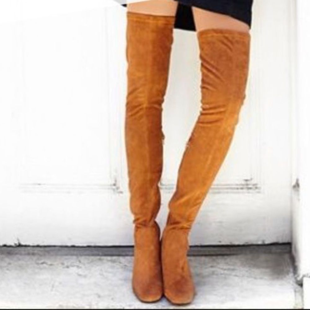 B2 Jeffrey Campbell Thigh High Suede Block Heel Boots Blogger Favorite